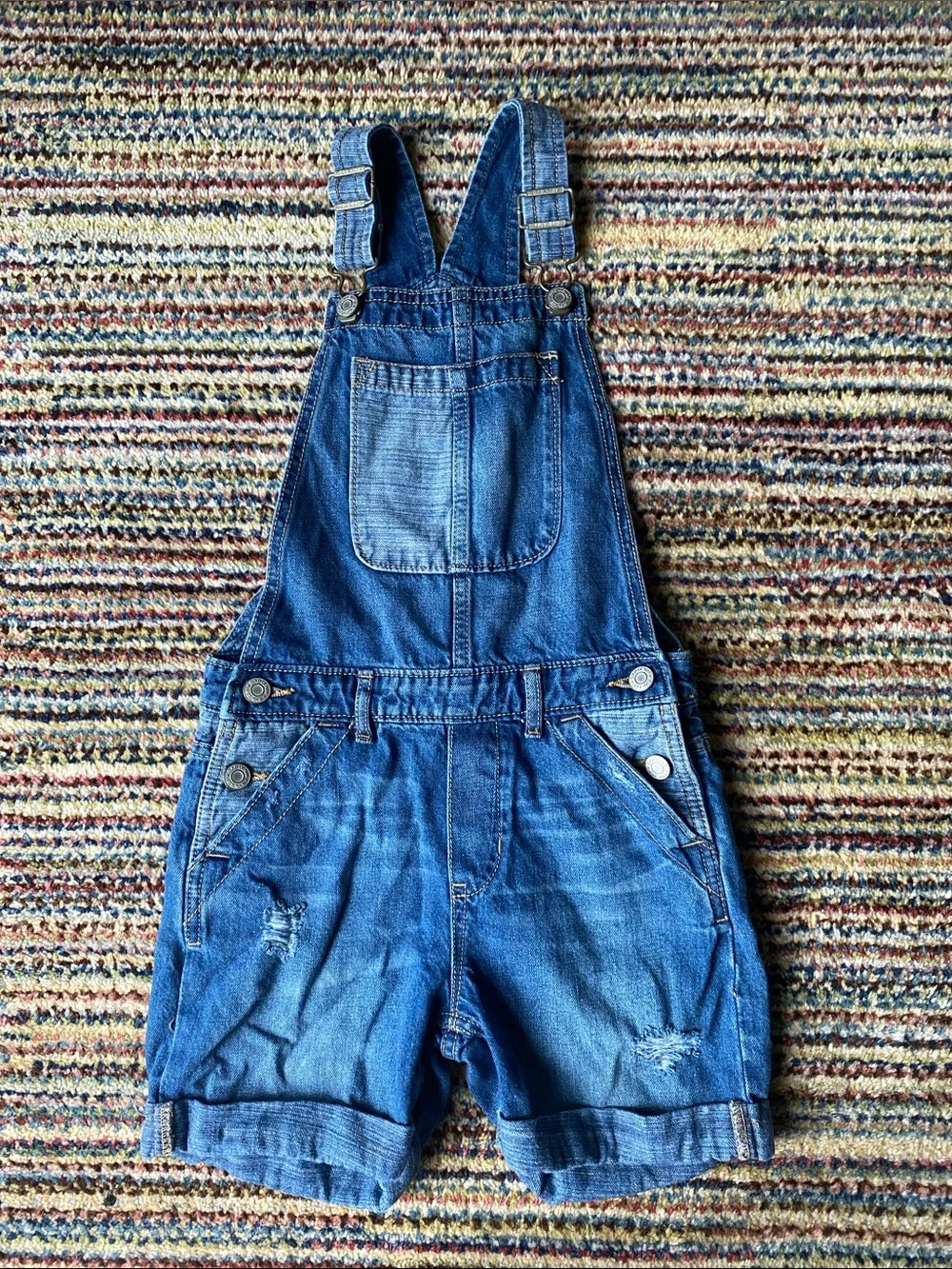 GAP Kids Denim Blue Overalls with Contrast Stitching